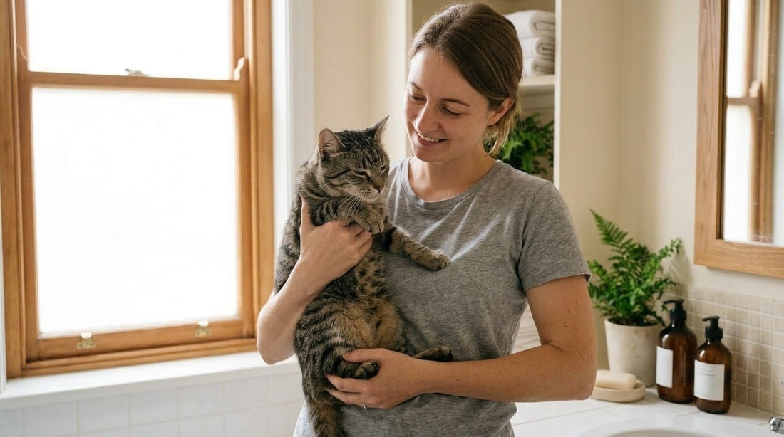 Comment porter un chat : une main sous le poitrail, l'autre soutenant l'arrière-train