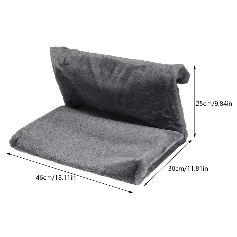 Schéma coté du hamac chat radiateur à traversin : 46 cm de large, 30 de profondeur, 25 de haut